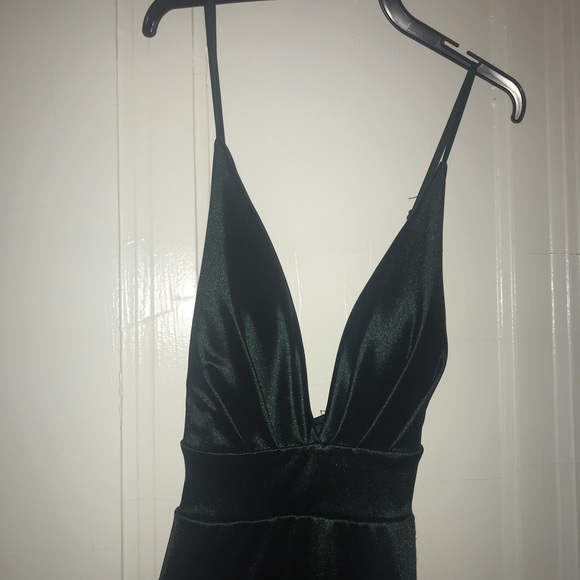 Emerald Green Split Prom Dress - Picture 2 of 7